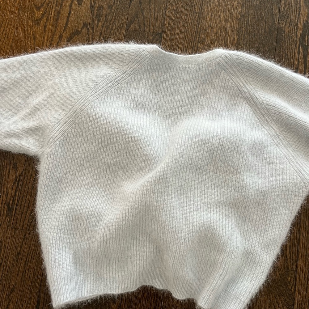 Women's Light Blue Angora Brushed Cashmere Style Crew Neck Sweater